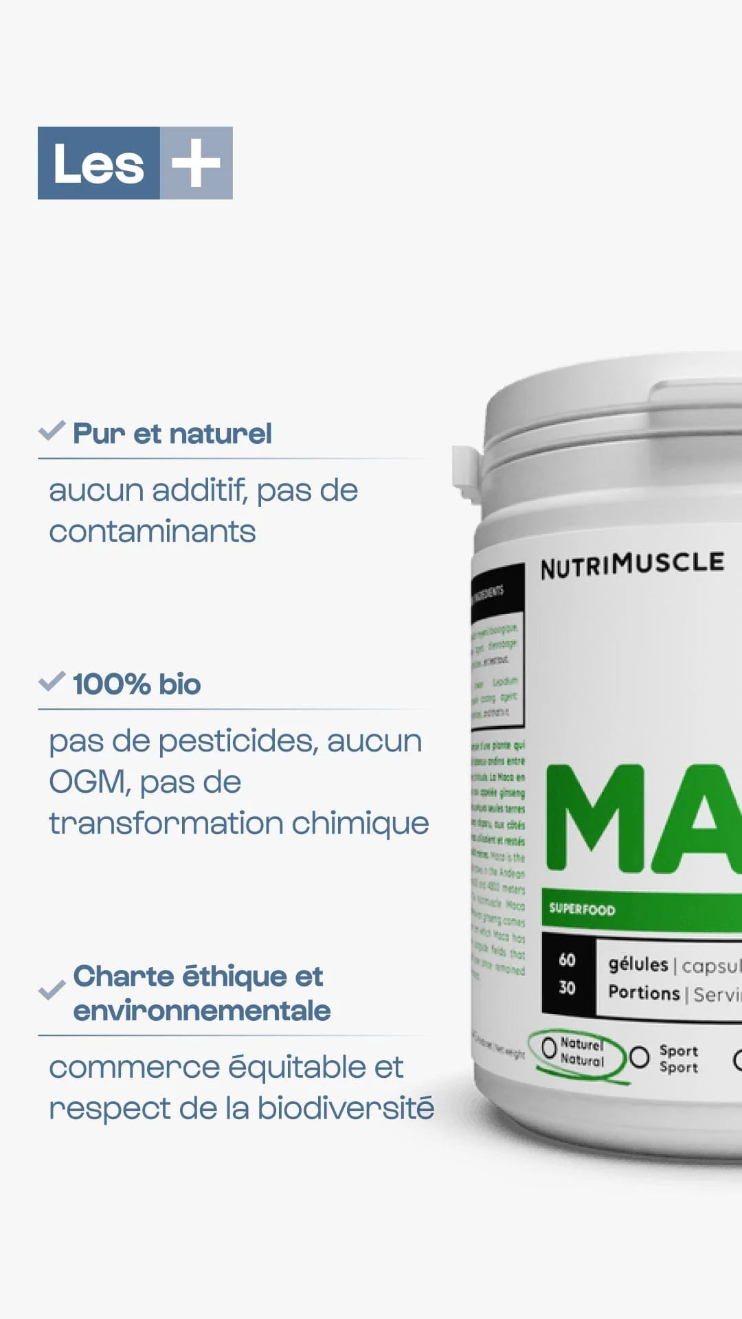 Maca bio en gélule - NUTRIMUSCLE