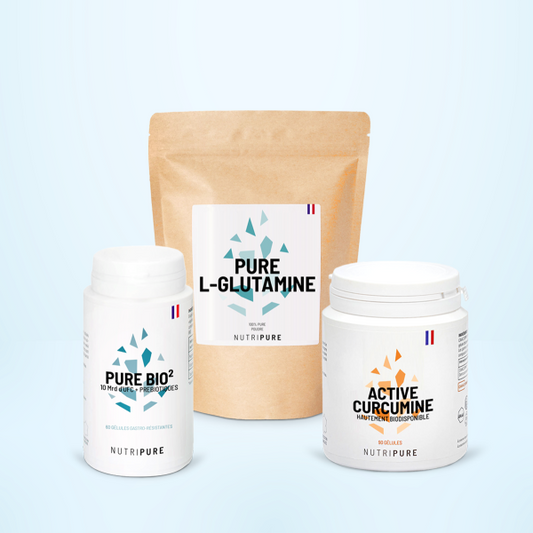Pack santé intestinale – L-Glutamine + Pure Bio²+ Curcumine